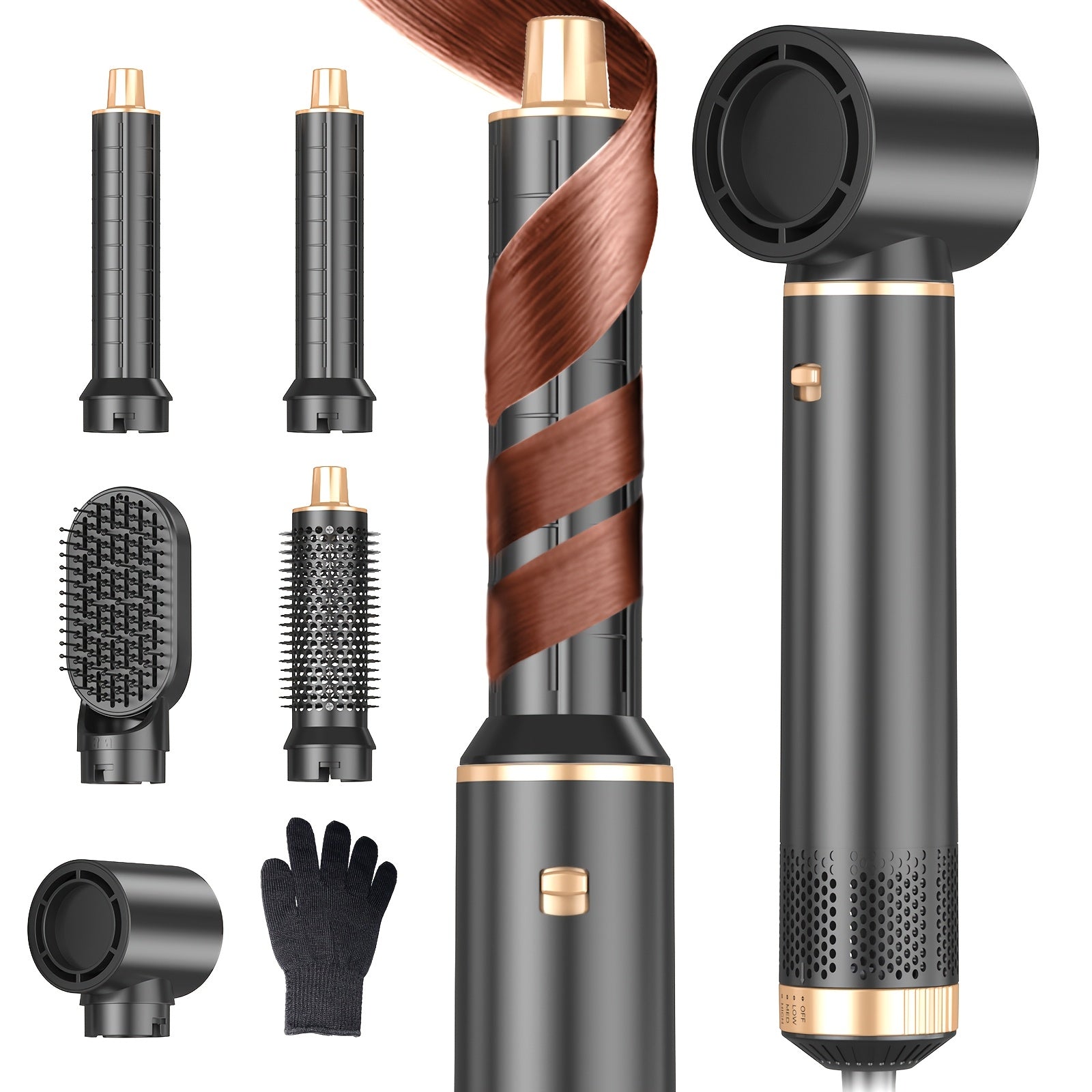 Hot Air 5 In 1 Hair Dryer Brush - Negative Ion Air Styler Curling Brush